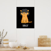 Poster Bobcat Funny Chat Bob Hair Pun Dark BG (Cuisine)