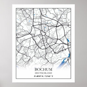 Poster Bochum Deutschland City Map Travel Simple Minimal