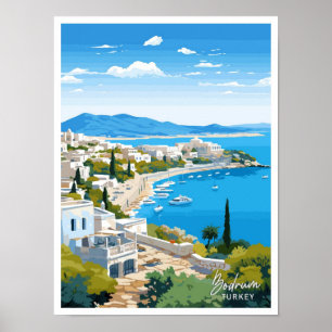 Poster Bodrum Turquie Voyage illustration Vintage