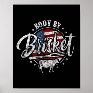 Poster Body By Brisket Usa Drapeau Patriotique Barbeque 4