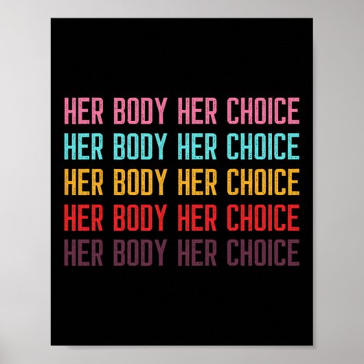 Poster Body Her Choice Women's Rights Pro Choice Feminist (Devant)