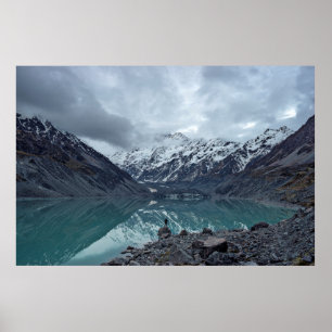 POSTER BODY OF WATER OVERLOOKING MOUNTAINS DURING DAYTIME