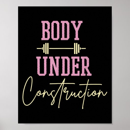 Poster Body Under Construction Funny Motivational Workout (Devant)