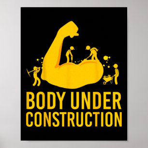 Poster Bodybuilder corps en construction Funny Gym corps