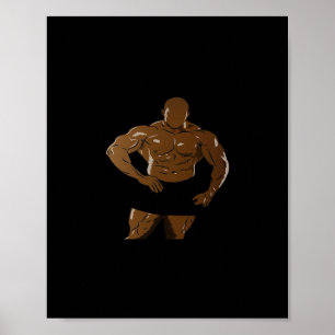 Poster Bodybuilder En Pose - Force Et Pion Pour Bodybu