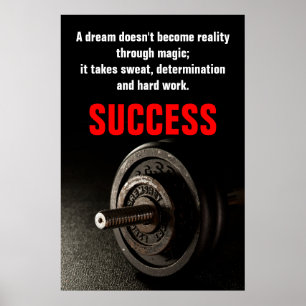 Poster Bodybuilding Fitness Inspiration Succès Dumbell