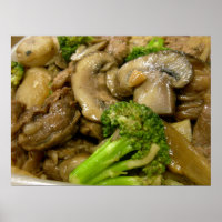 Boeuf, brocoli et champignons remuer la frite
