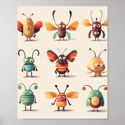Poster bogue, créature, insecte, drôles de bogues (Devant)