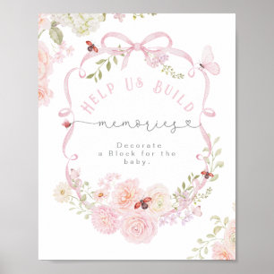 Poster Bogue d'amour Rose Décore un bloc Baby Shower