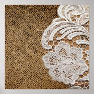 Poster bohème rustique pays occidental burlap et dentelle