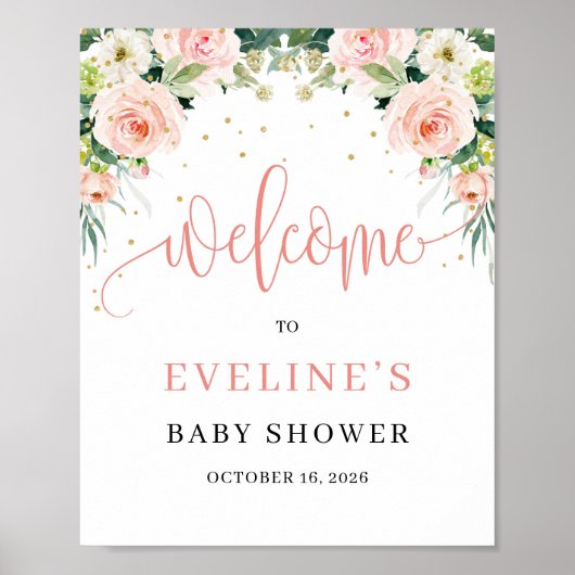 Poster Bohême rustique rose pâle signe d'accueil (Devant)