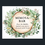 Poster Bohème rustique verdure feuillus Mimosa Bar Mariag<br><div class="desc">Panneau du Mimosa Bar sur le thème botanique rustique,  avec une belle verdure d'aquarelle luxuriante et des lettrages modernes. Personnalisez avec votre propre libellé ! Si vous souhaitez modifier le style de police,  la couleur ou le placement du texte,  cliquez simplement sur le bouton "Customiser plus".</div>