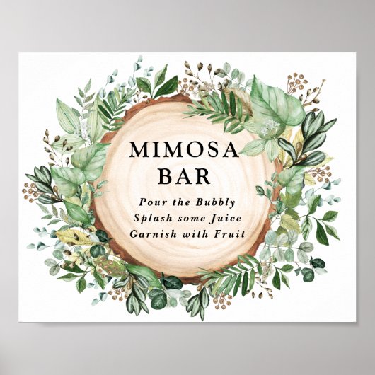Poster Bohème rustique verdure feuillus Mimosa Bar Mariag (Devant)