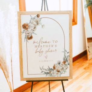Poster BOHEME Terracotta Floral Boho Baby shower Bienvenu