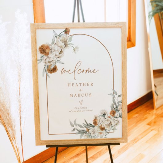 Poster BOHEME Terracotta Floral Boho Baby shower Bienvenu