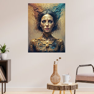 Poster Bohemian Bliss : Golden Blue Dream