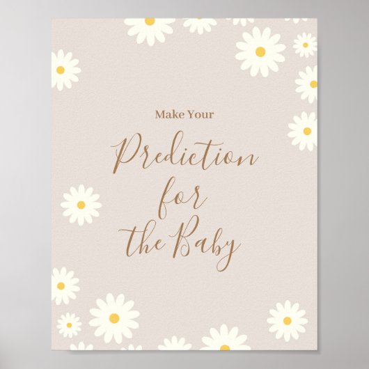 Poster Bohemian Daisy Floral Prédictions pour bébé (Devant)