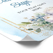 Poster Bohemian Dusty Blue Floral DIY Wedding Sign 8x10 (Coin)