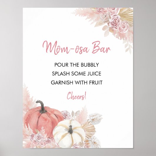 Poster Bohemian Fall in Love Baby shower Mom-osa Bar Post (Devant)