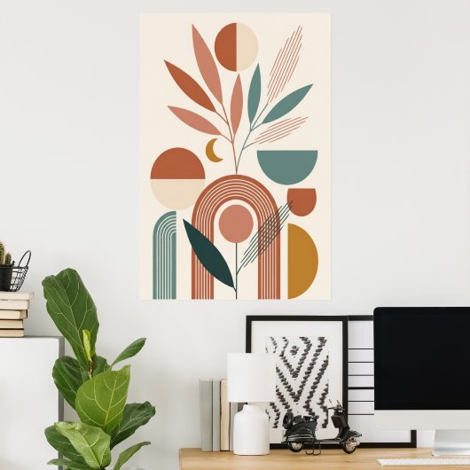 Poster Boho Abstract Botanical Retro Minimal Art  (Bureau à domicile)