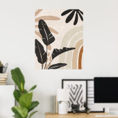 Poster Boho Abstrait Earth Tone Feuilles et Rainbo (Bureau à domicile)