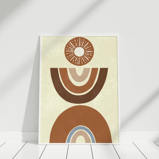 Poster Boho Abstrait Earth Tone Folk et Rainbow