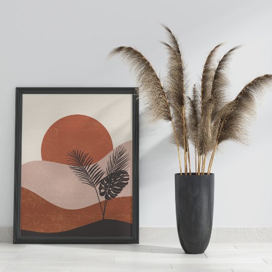 Poster Boho Abstrait paysage coucher de soleil