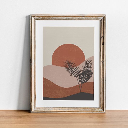 Poster Boho Abstrait paysage coucher de soleil