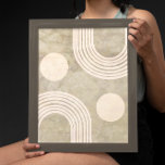 Poster Boho Abstrait Rainbow Art Décor<br><div class="desc">Boho Abstrait Art Moderne Illustration. Formes géométriques simplicité texture rustique avec cercle et lignes formes et formes. Une branche aux baies,  réalisée dans un style minimaliste et tendance. Boho design chic dans des couleurs neutres,  marron,  beige et sépia.</div>