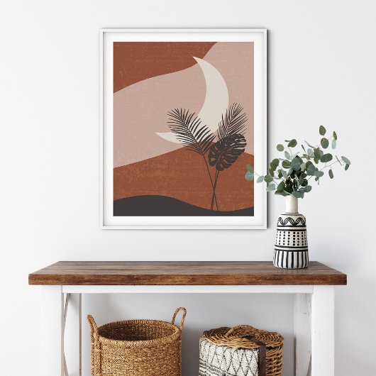 Poster Boho Abstrait Terracotta paysage lune