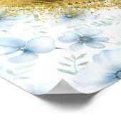 Poster Boho aérien Mariage bleu clair or personnalisé 8x1 (Coin)