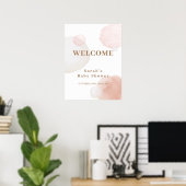 Poster Boho Aquarelle Baby shower Abstrait Bienvenue (Bureau à domicile)