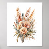 Poster Boho Aquarelle Beige Crème Brown Botanique Florale (Devant)