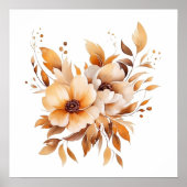 Poster Boho Aquarelle Fleurs Beige Splash Art Splatter (Devant)