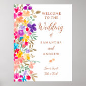 Poster Boho Aquarelle Florale Mariage Bienvenue (Devant)