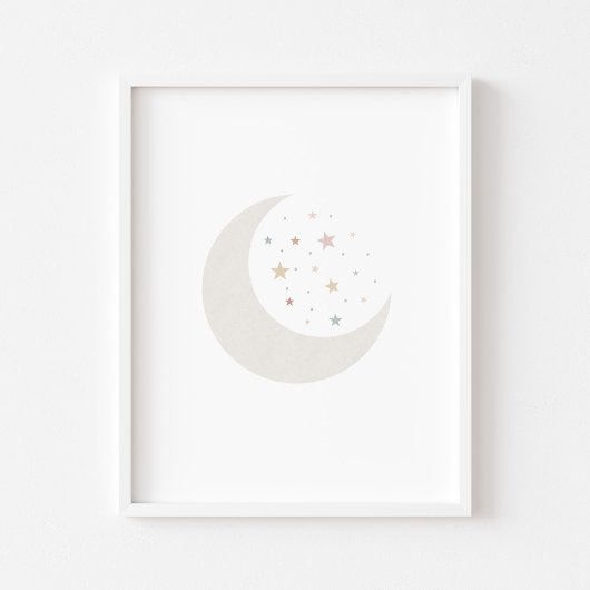 Poster boho aquarelle lune et étoiles imprimer