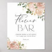 Poster Boho Aquarelle Mauve Peach Flowers Bar (Devant)