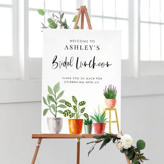 Poster Boho Aquarelle Poted Houseplants Déjeuner nuptial