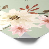 Poster BOHO Aquarelle Sage rose Floral Girl Baby shower (Coin)
