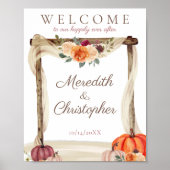 Poster Boho Arbor Fall Citrouilles Mariage de bienvenue (Devant)