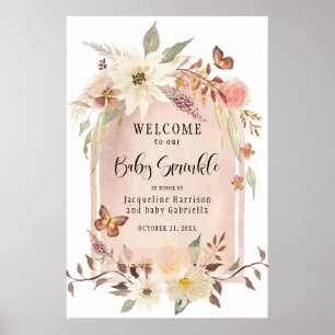 Poster BOHO Arc Moderne Automne Floral Sprinkl Bienvenue