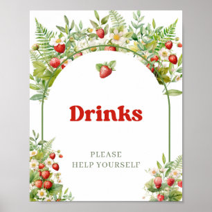 Poster Boho Arch Berry Sweet Wild Strawberry Boissons ros