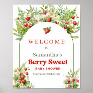 Poster Boho Arch Berry Sweet Wild Strawberry rose bienven