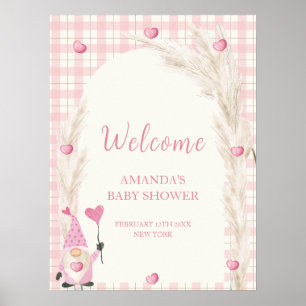 Poster Boho Arch En vichy Baby shower d'amour Bienvenue