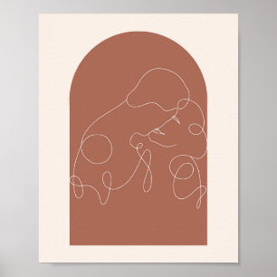 Poster Boho Arch Kissing Continual Linear Line Art 2