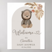 Poster Boho Arch Pampas Grass Teddy Bear Baby shower (Devant)