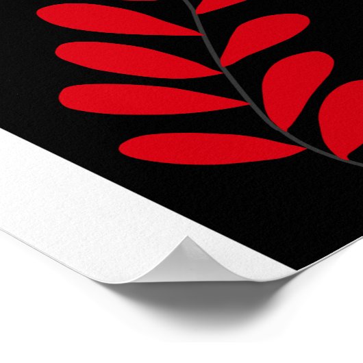 Poster Boho Arch Rouge Et Noir Feuille (Coin)