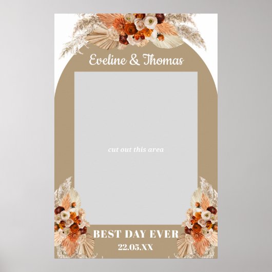 Poster Boho arch terracotta pampas mariage photo prop (Devant)