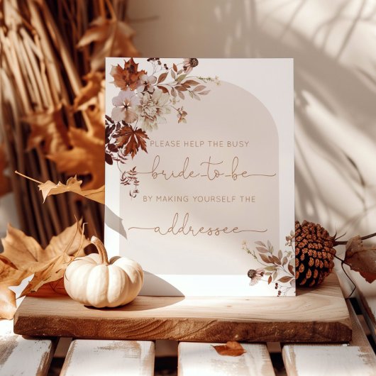 Poster Boho automne aider la mariée occupée Adresser une