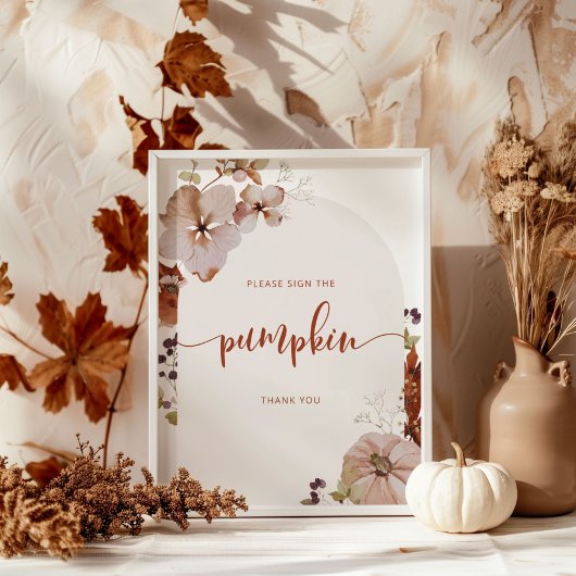 Poster Boho automne arche Veuillez signer le panneau de c